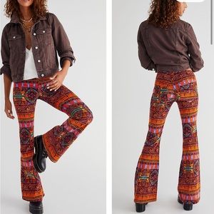We the Free pull-on corduroy pants, multi-color flare pants, size 26.